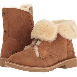 Ugg Quincy Chestnut Fur boots 9